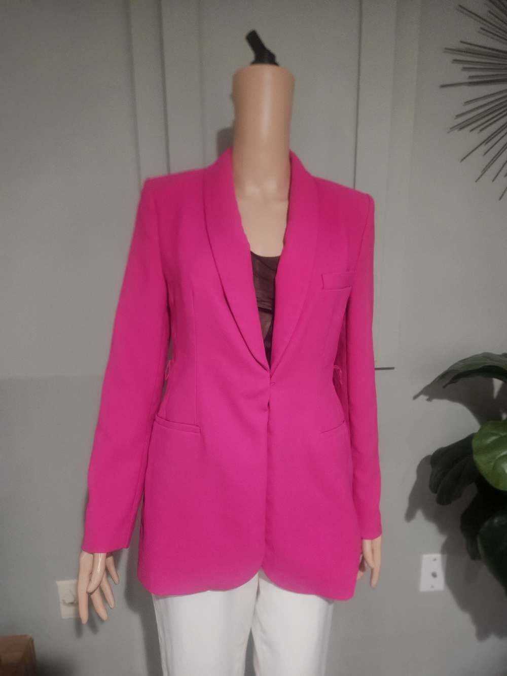 Zara Hot Pink Blazer NWOT Structured Tailored Jacket Statement. Size Small - Picture 9 of 16